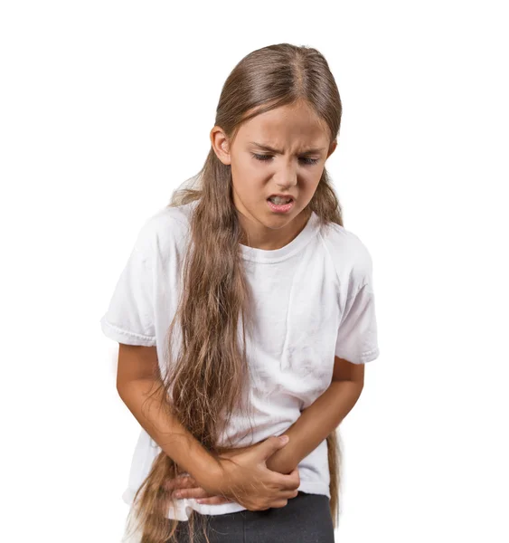 Adolescente chica con dolor de estómago —  Fotos de Stock