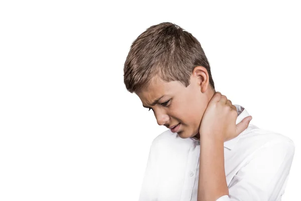 Adolescente con dolor de espalda en el cuello — Foto de Stock