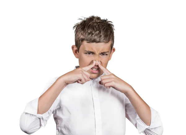 Man pinches his nose, something stinks — Stock Photo, Image