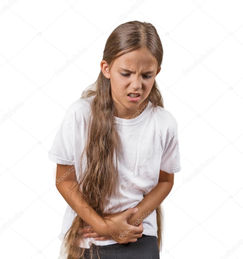 teenager girl  with stomach pain