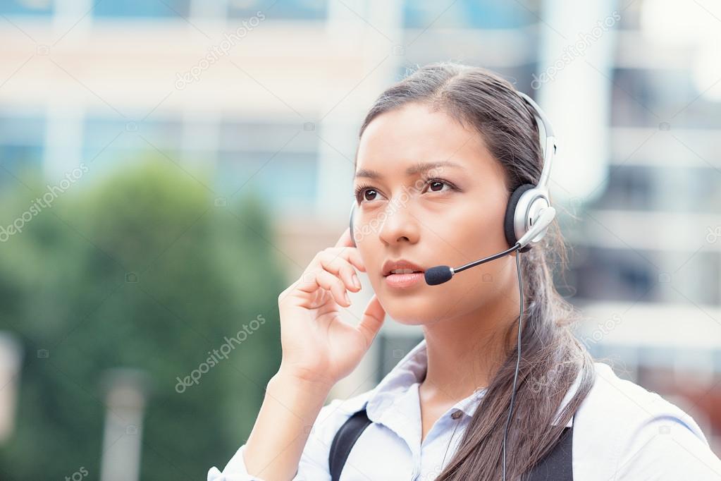 serious female customer service representative