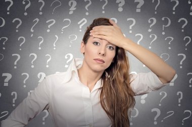 stressed woman has many questions clipart