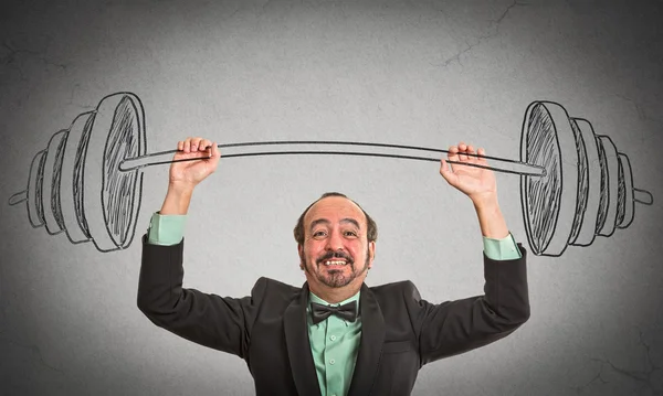 Zakenman die hand geschetst barbell — Stockfoto