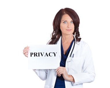 doctor holding privacy sign  clipart