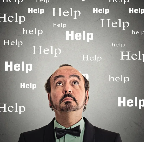 Man looking up for help — Stock Photo, Image