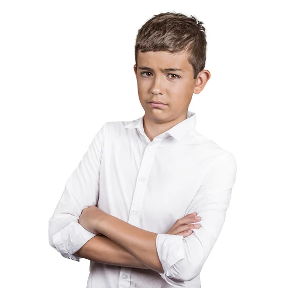 Teenager boy looking skeptically at you — Stock Photo, Image