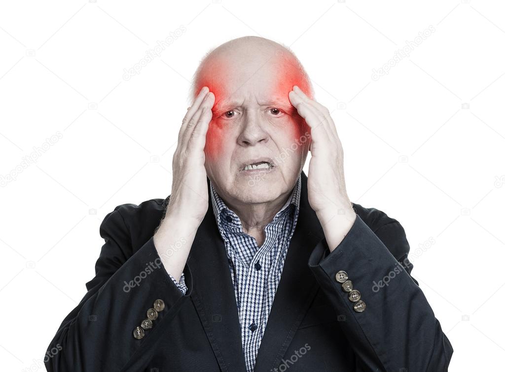 elderly man having headache 
