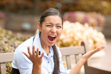 stressed frustrated young woman screaming clipart