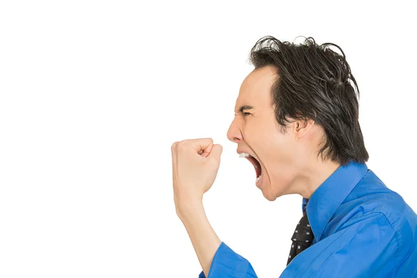 Τρελών δυσαρεστήθηκε τσαντισμένος θυμωμένος γκρινιάρης εταιρική άνθρωπος ουρλιάζοντας — Φωτογραφία Αρχείου