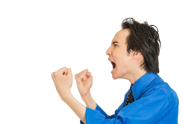 Mad displeased pissed off angry grumpy corporate man screaming — Stock Photo, Image