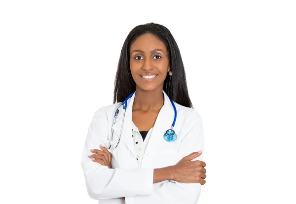 Amigável, sorrindo médico feminino confiante — Fotografia de Stock