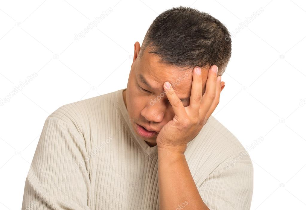 sad bothered stressed depressed middle aged man