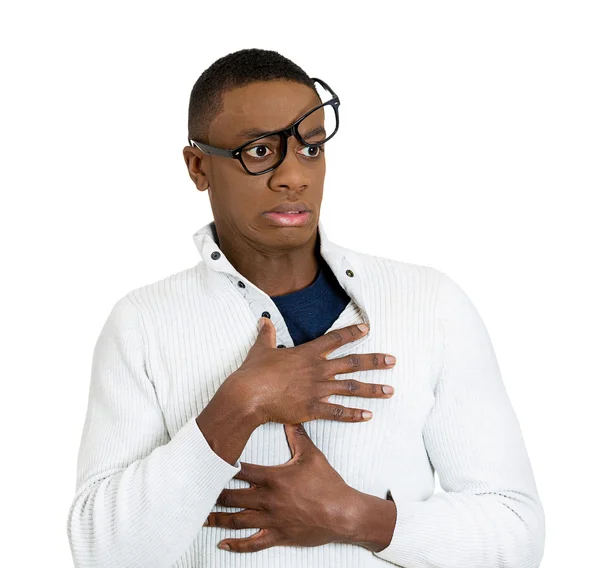 Embarrassed young man feels insecure — Stock Photo, Image
