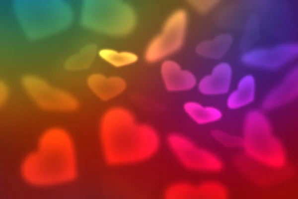 Fond d'écran à la Saint-Valentin avec des coeurs de couleurs arc-en-ciel — Photo