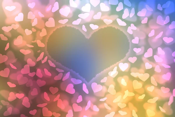 Wallpaper  to Valentine's Day with yellow, pink, blue hearts — Stock Photo, Image