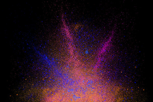 Freeze motion of colorful powder exploding