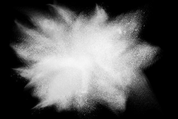 Freeze motion of white powder exploding