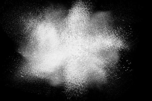 Freeze motion of white powder exploding shatter splatter — Stock Photo, Image