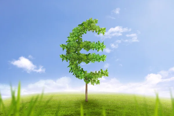 Trees in shape of euro sign business concept of growing prosperity — Stock Photo, Image