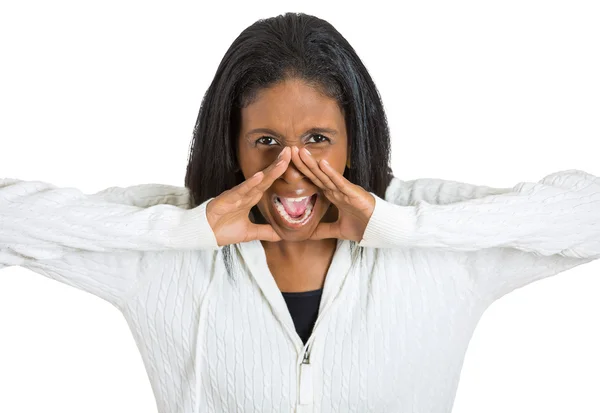 Irritada mulher de meia-idade ter colapso nervoso gritando — Fotografia de Stock