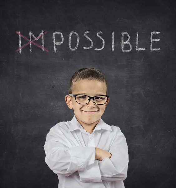 Positive thinking attitude concept. Confident smart boy — Stock Photo, Image