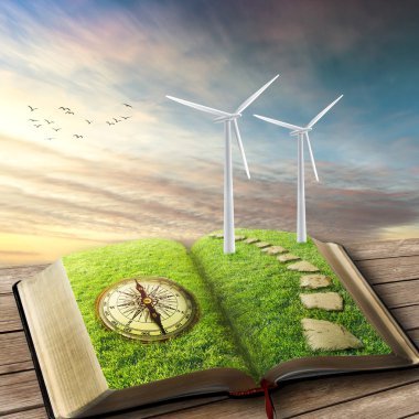 Yenilenebilir enerji kavramı kaynağıdır. Rüzgar jeneratörleri, ekoloji
