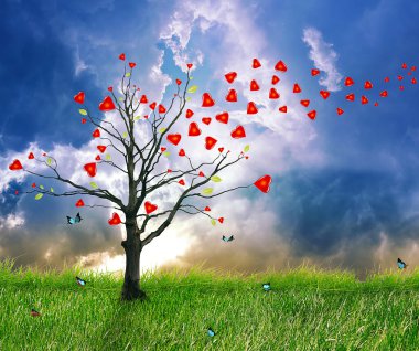 Love tree with heart leaves. Dream screensaver   clipart