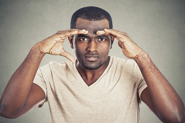 Man looking into future searching for new opportunities — Stock Photo, Image