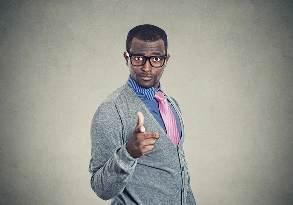 Young man pointing finger at you camera gesture — Stock Photo, Image