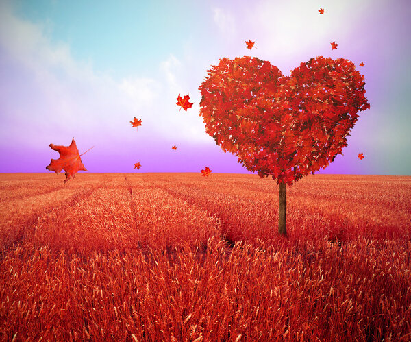 Tree in the shape of heart, valentines day background