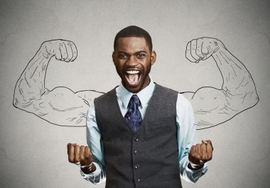 Successful business man celebrates victory  clipart