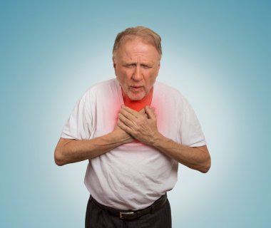 sick old man, elderly guy, having severe infection, chest pain clipart
