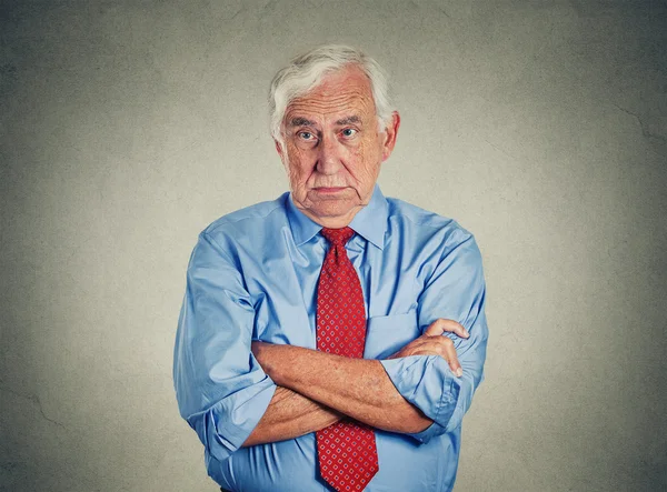 Angry grumpy pissed off senior mature man — Stock Photo, Image