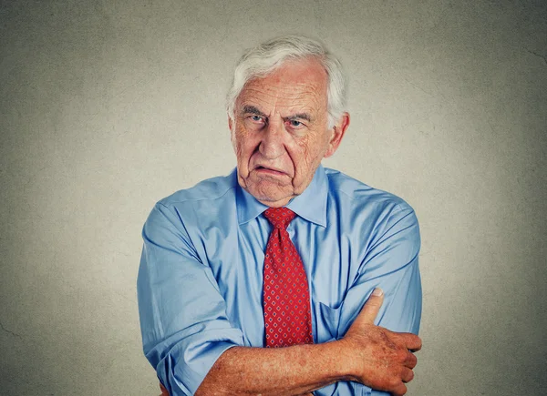 Angry grumpy pissed off senior mature man — Stock Photo, Image