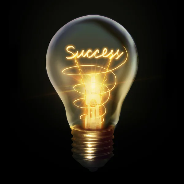 Success concept creative Light bulb idea symbol black background — Stock Photo, Image