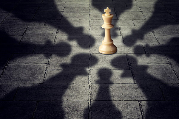 Символ бизнес-команды объединяется, чтобы победить сильного противника
