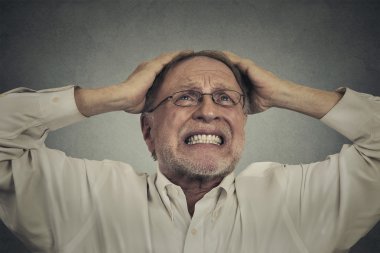 furious frustrated elderly man having hard day  clipart