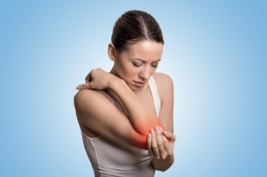 Arm pain and injury of elbow concept clipart