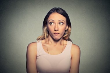 Confused guilty looking woman 