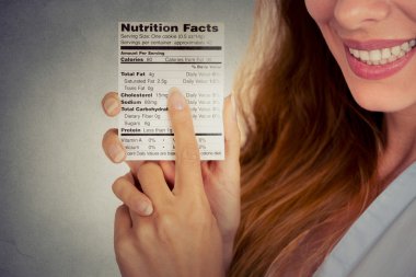 woman reading healthy food nutrition facts clipart