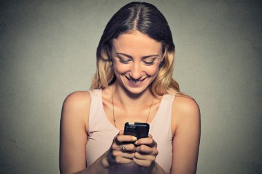 woman holding using new smartphone