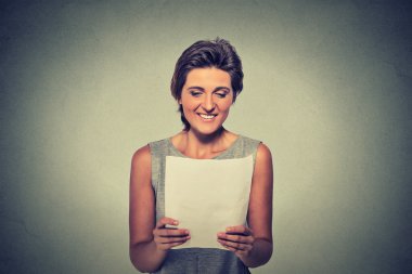 Smiling young woman with papers clipart
