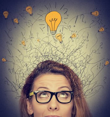 woman looking up has ideas