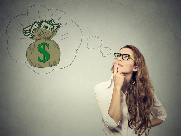 Woman dreaming of financial success — Stock Photo, Image