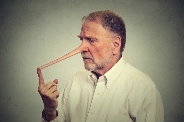 Sad man with long nose worried — Stock Photo, Image