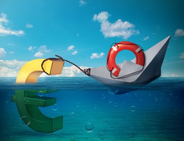 Avrupa Birliği Europe kriz bir sembolü olarak batan euro simgesi 