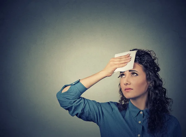 Tired stressed young woman — Stock Photo, Image