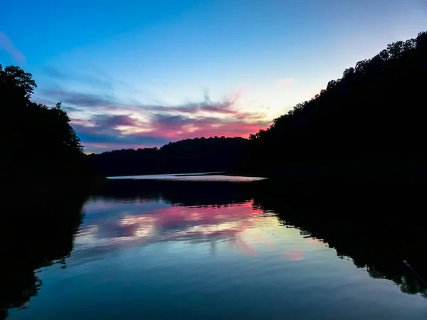 Zonsondergang Reflectie Het Cumberland Meer Kentucky — Stockfoto