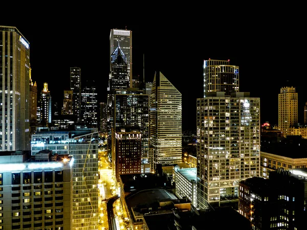 Een Uitzicht Van Chicago Skyline Nachts — Stockfoto