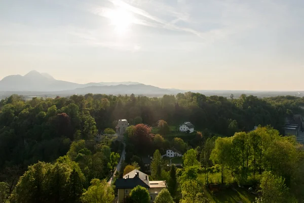 Schöne Aussicht Auf Die Umliegende Landschaft Von Der Burg Hohensalzburg — Stockfoto